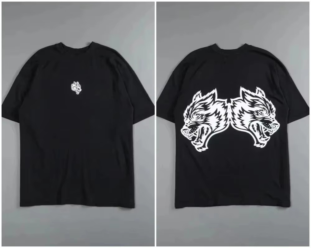 Streetwear High End Brand - T-shirt rétro tête de loup noir