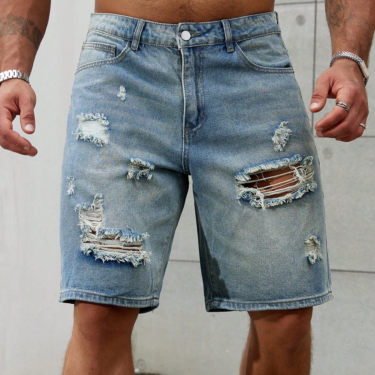 Streetwear Clothing Brand - Short en jean déchiré pour homme,