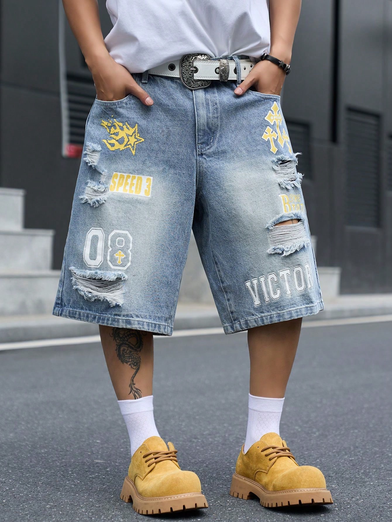 Shorts en jean ample pour homm - Streetwear Brand Pants avis et prix